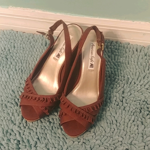 American Eagle Outfitters Shoes - American Eagle Brown Wedges Size 8W